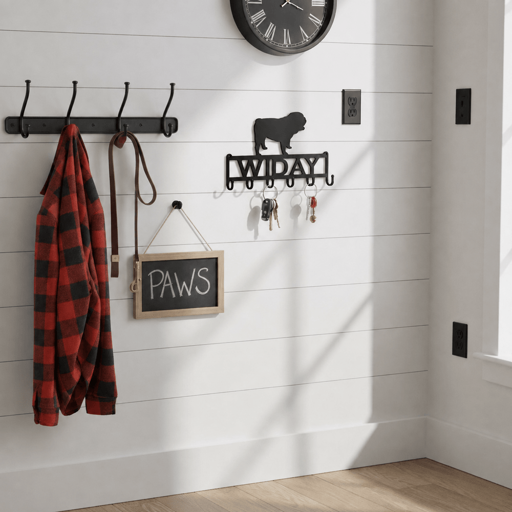 Rusty Rooster Fabrication & Design Home Decor Personalized English Bulldog Key Holder – Custom Dog Name Metal Rack (P25)