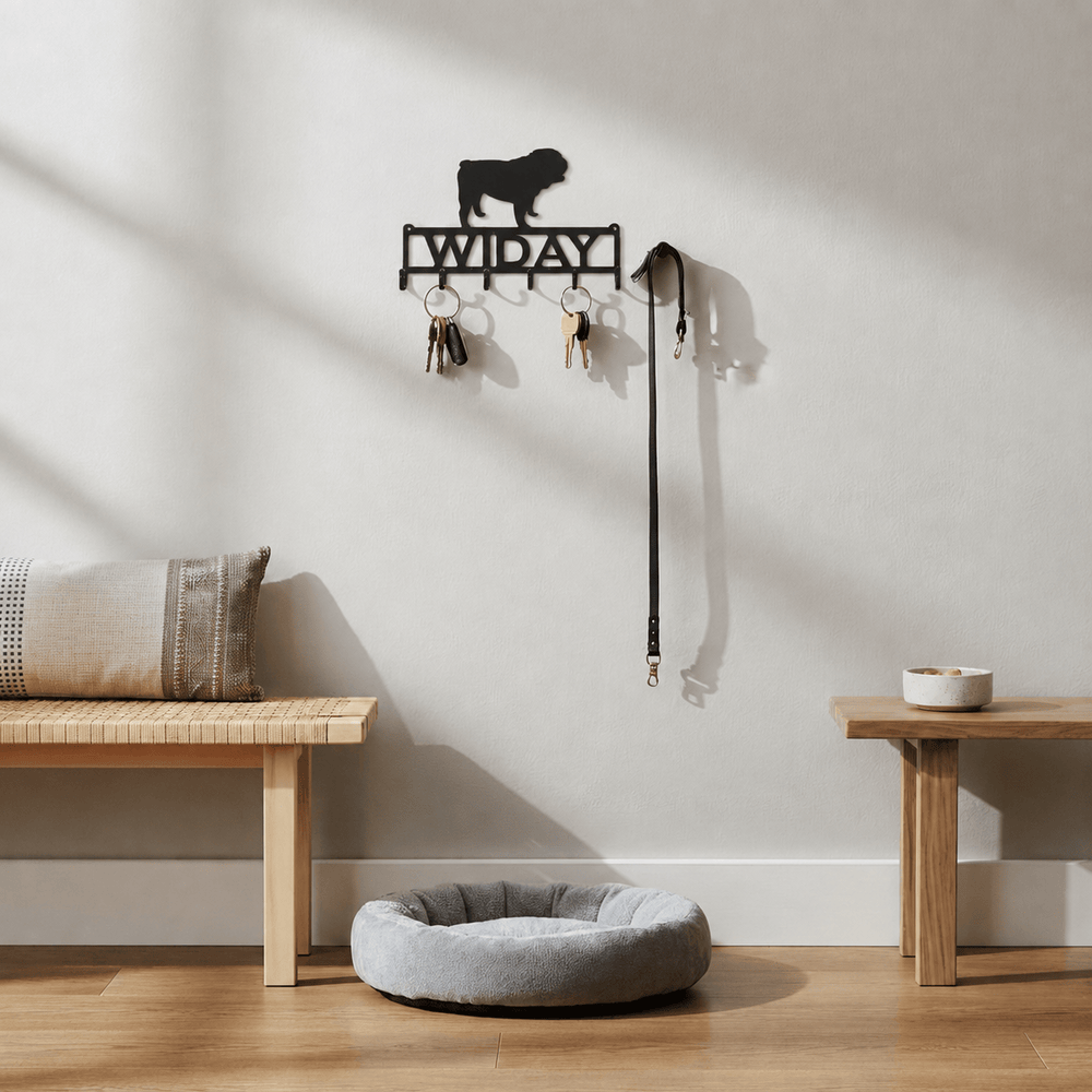 Rusty Rooster Fabrication & Design Home Decor Personalized English Bulldog Key Holder – Custom Dog Name Metal Rack (P25)