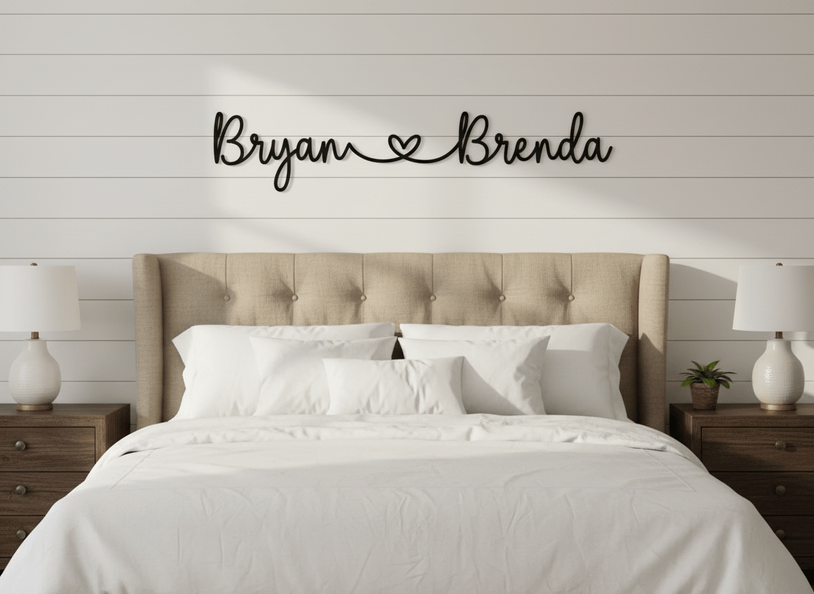 Rusty Rooster Fabrication & Design Home Decor Personalized Heart Name Metal Wall Art (Custom Two Names)