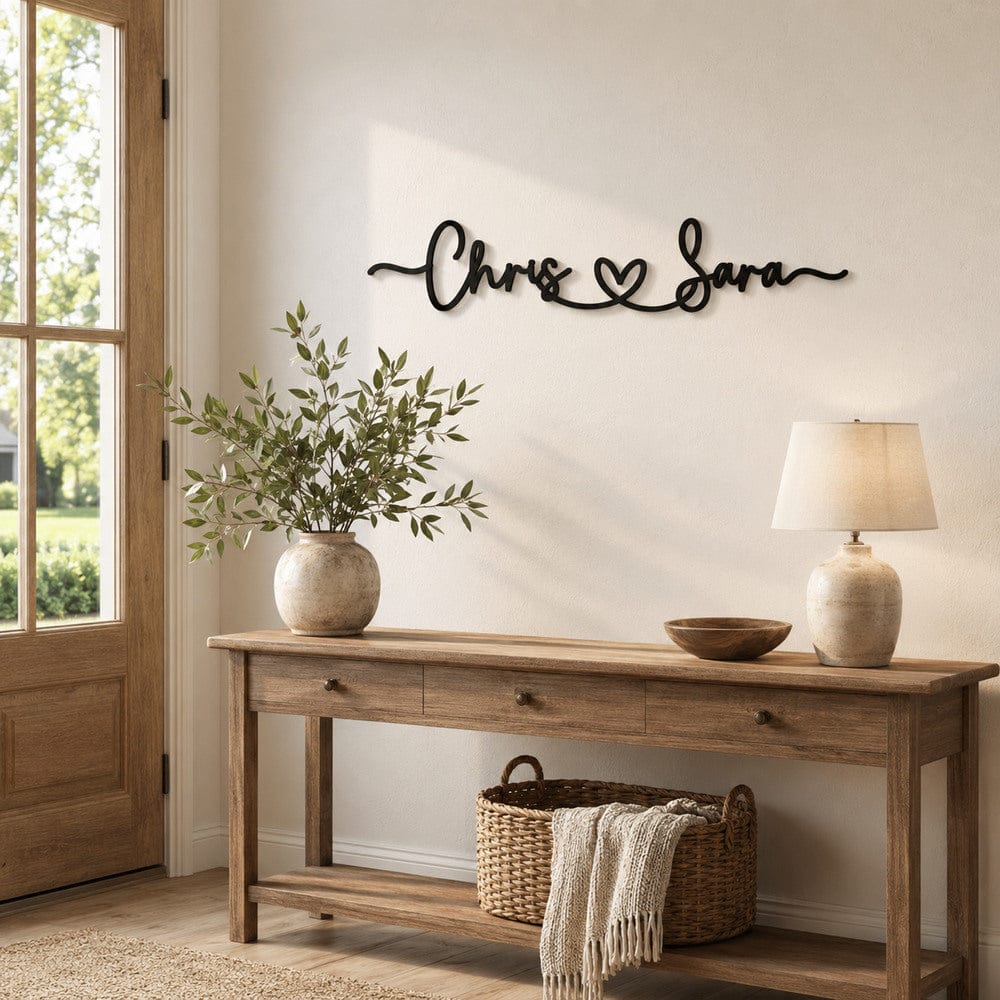 Personalized Heart Name Metal Wall Art – Custom Two Names