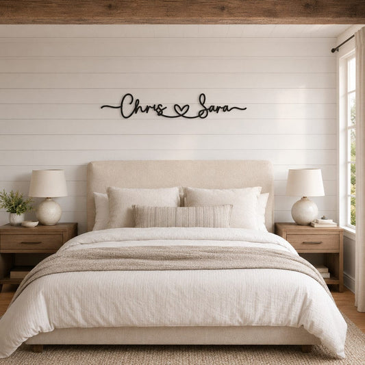 Personalized Heart Name Metal Wall Art – Custom Two Names