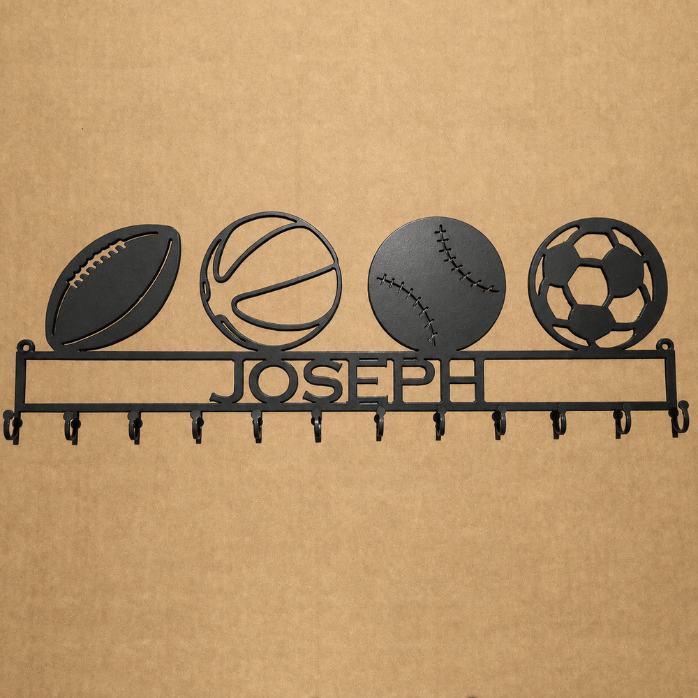 Rusty Rooster Fabrication & Design Home Decor Personalized Multi-Sport Medal Rack – Custom 4-Sport Display (W16)