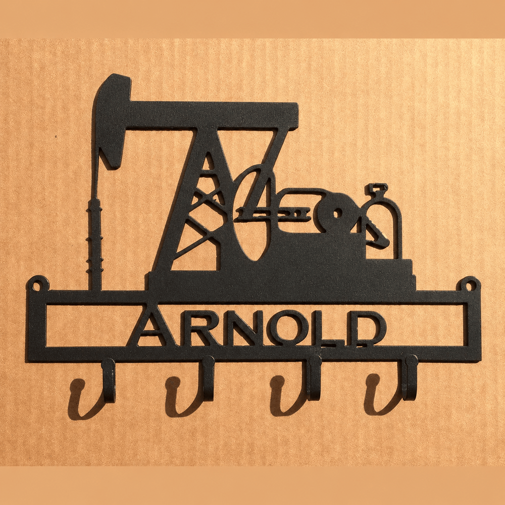 Rusty Rooster Fabrication & Design Home Decor Personalized Pump Jack Key Holder – Oilfield Gift (F23)