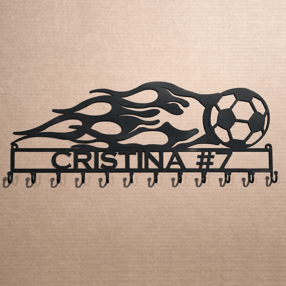 Rusty Rooster Fabrication & Design Home Decor Personalized Soccer Flames Medal Display Rack (H20)