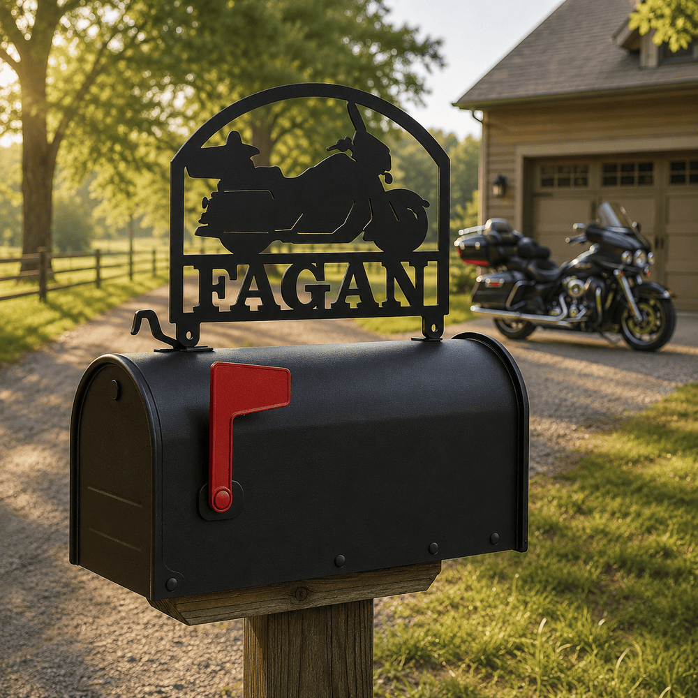 Rusty Rooster Fabrication & Design Home Decor Personalized Touring Motorcycle Mailbox Topper (Z62)