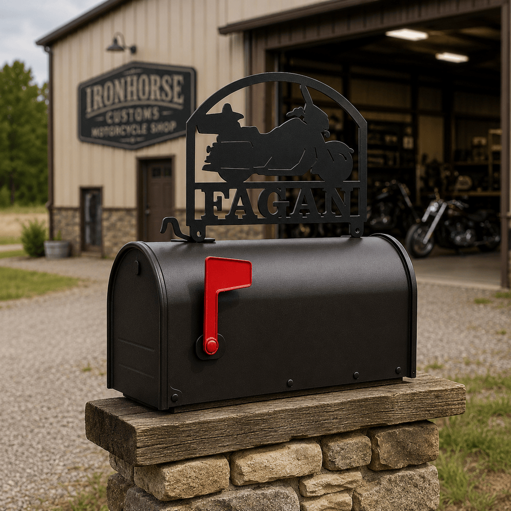 Rusty Rooster Fabrication & Design Home Decor Personalized Touring Motorcycle Mailbox Topper (Z62)