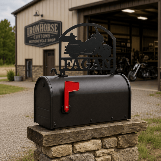 Rusty Rooster Fabrication & Design Home Decor Personalized Touring Motorcycle Mailbox Topper (Z62)