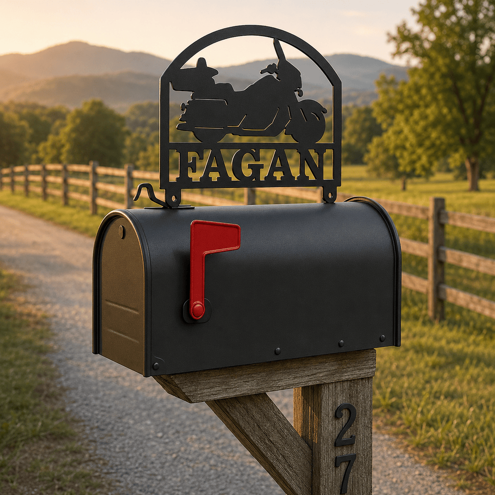 Rusty Rooster Fabrication & Design Home Decor Personalized Touring Motorcycle Mailbox Topper (Z62)