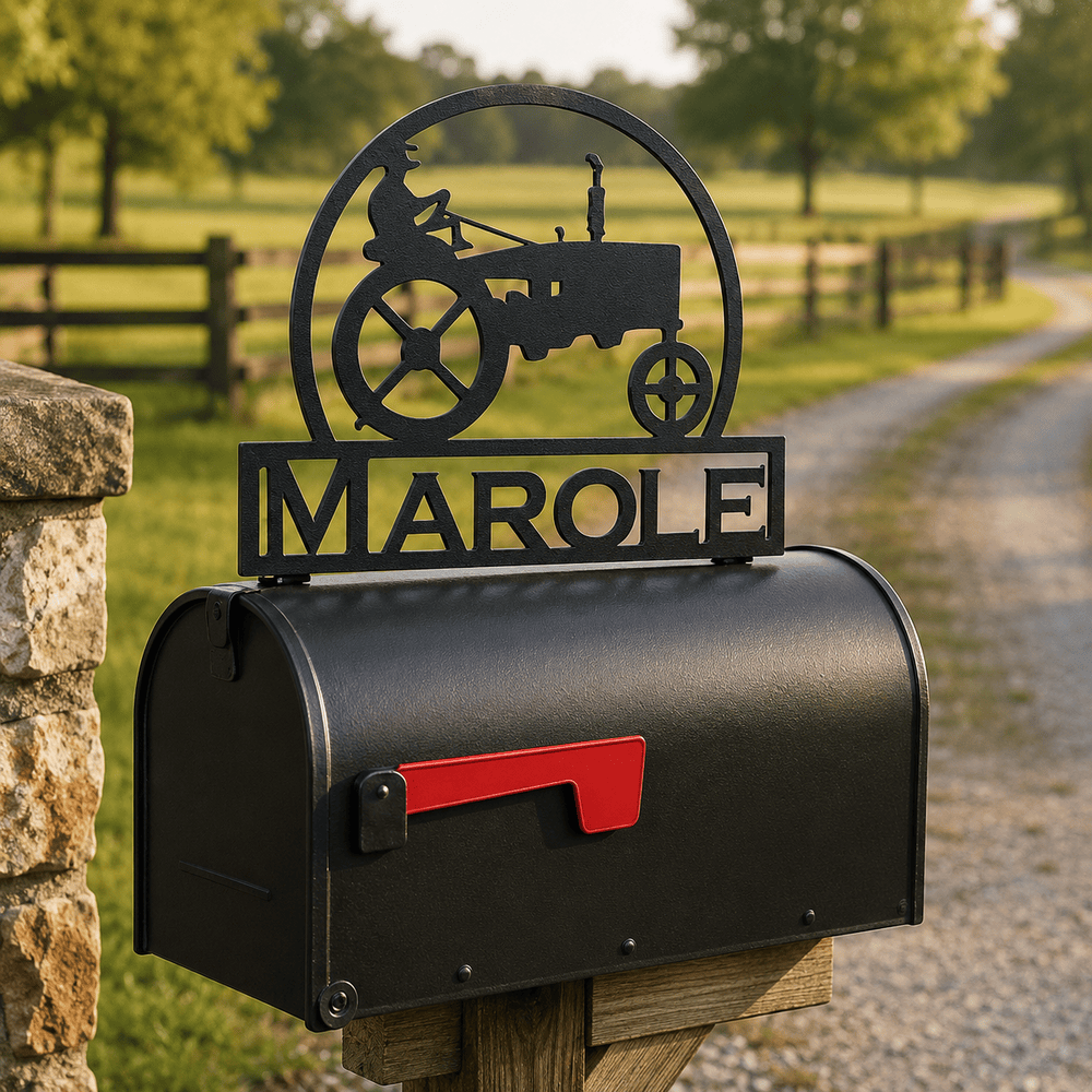 Rusty Rooster Fabrication & Design Home Decor Personalized Tractor Mailbox Topper (C19)