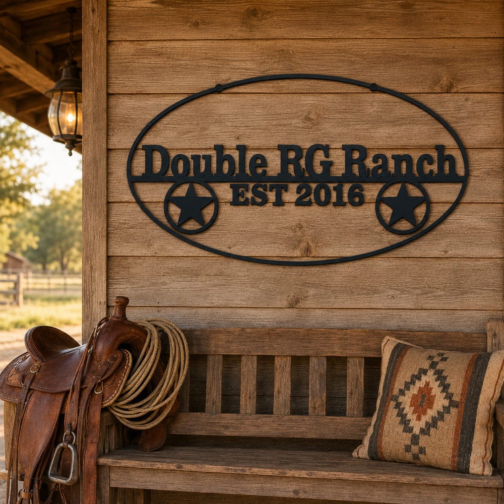 Personalized Western Ranch Wagon Wheel Metal Sign