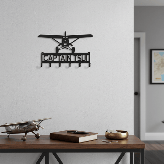 Rusty Rooster Fabrication & Design Home Decor Prop Plane Metal Key Holder with Personalized Text Field (L26)
