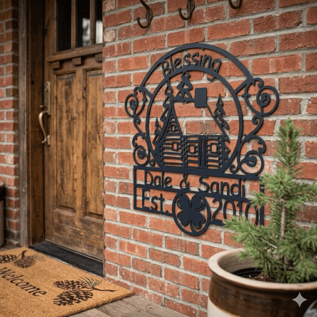 Ranch Sign with Personalized Text Field Log Home Design