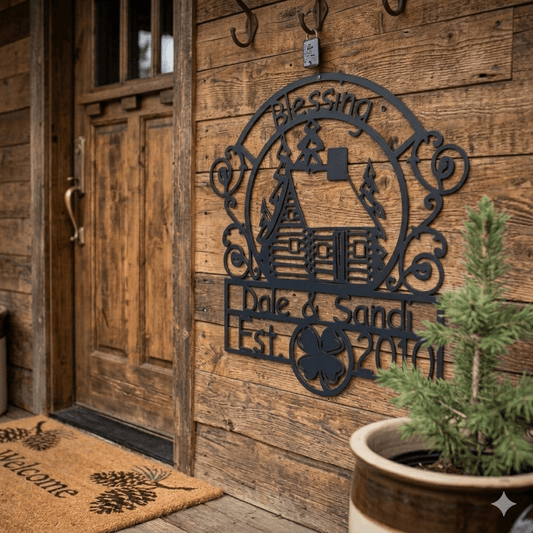 Ranch Sign with Personalized Text Field Log Home Design