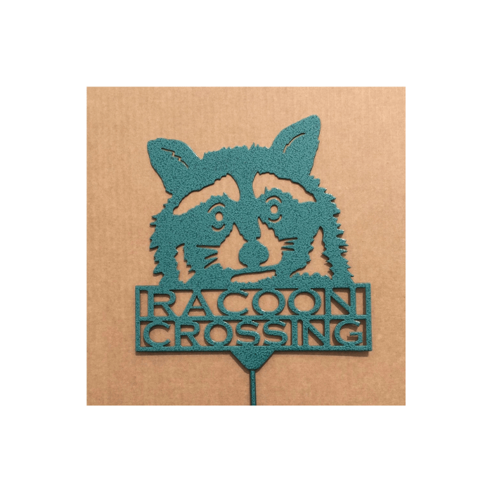 Rusty Rooster Fabrication & Design Home Decor Rustic Raccoon Garden Sign – Outdoor Animal Crossing Stake (Z3)