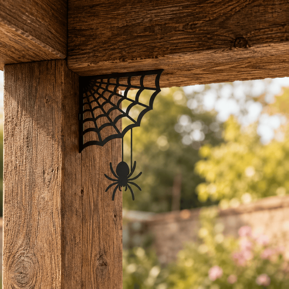 Rusty Rooster Fabrication & Design Home Decor Spider & Web Metal Corner Bracket (O14)