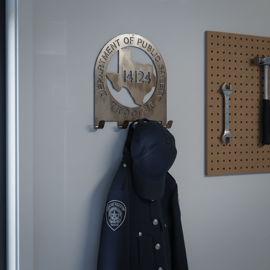 Rusty Rooster Fabrication & Design Home Decor Texas State Trooper Coat & Hat Rack (Q21)