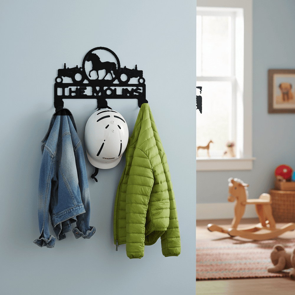 Rusty Rooster Fabrication & Design Home Decor Tractors and Horse Hat/Coat Rack with Personalized Text (K21)