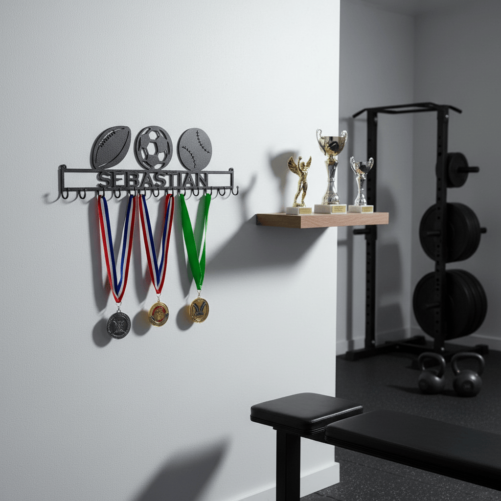 Rusty Rooster Fabrication & Design Home Decor Triple Threat Medal Display Rack (W26)