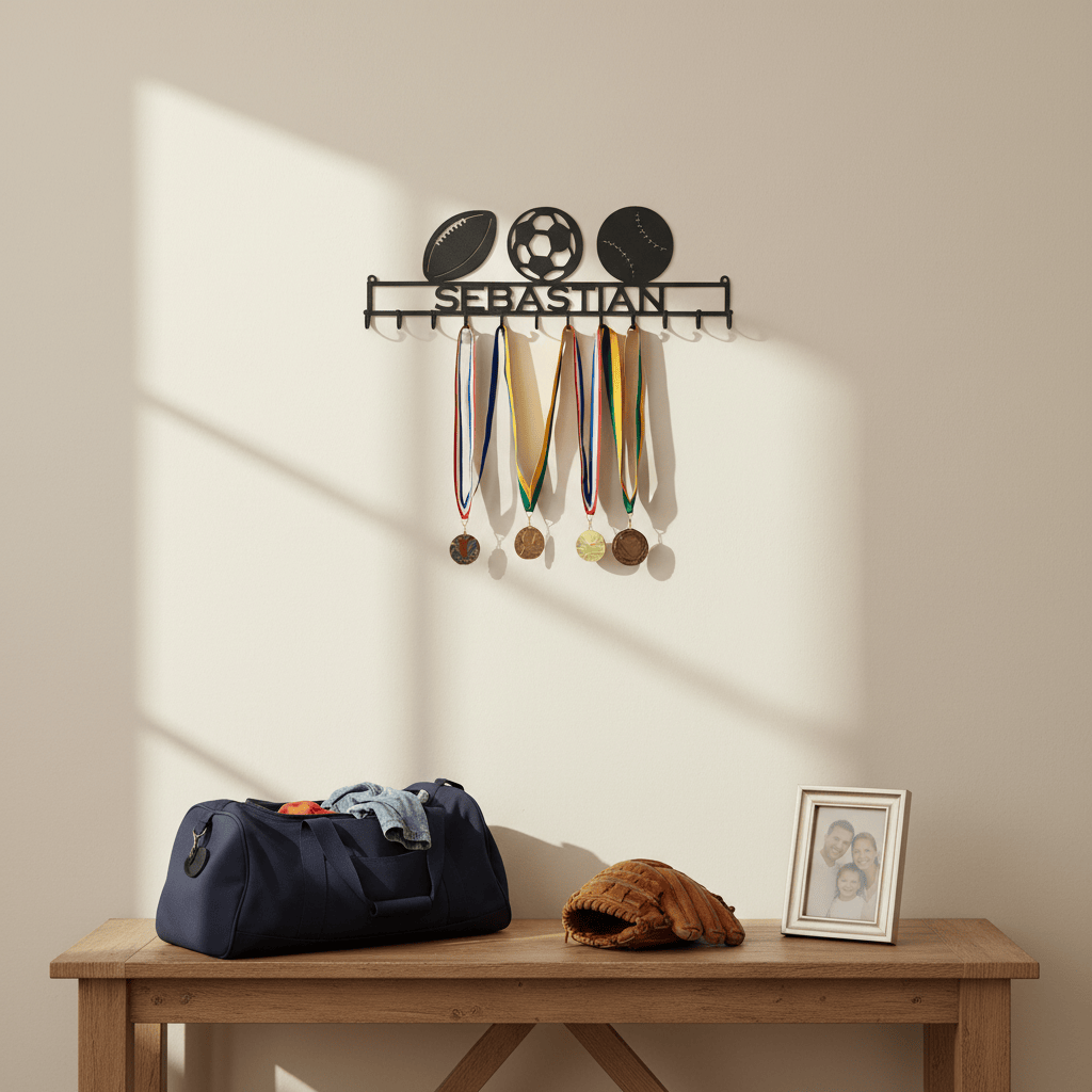 Rusty Rooster Fabrication & Design Home Decor Triple Threat Medal Display Rack (W26)