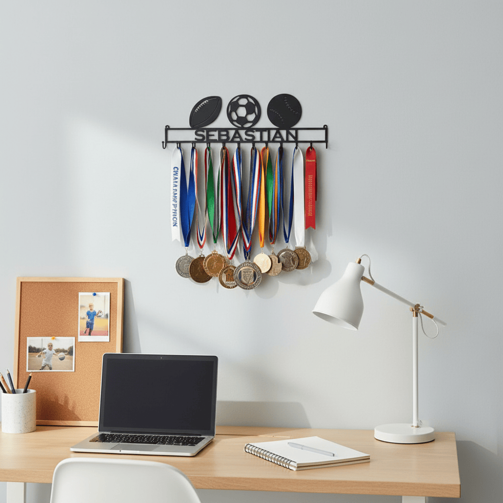 Rusty Rooster Fabrication & Design Home Decor Triple Threat Medal Display Rack (W26)