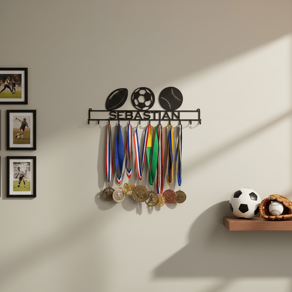 Rusty Rooster Fabrication & Design Home Decor Triple Threat Medal Display Rack (W26)