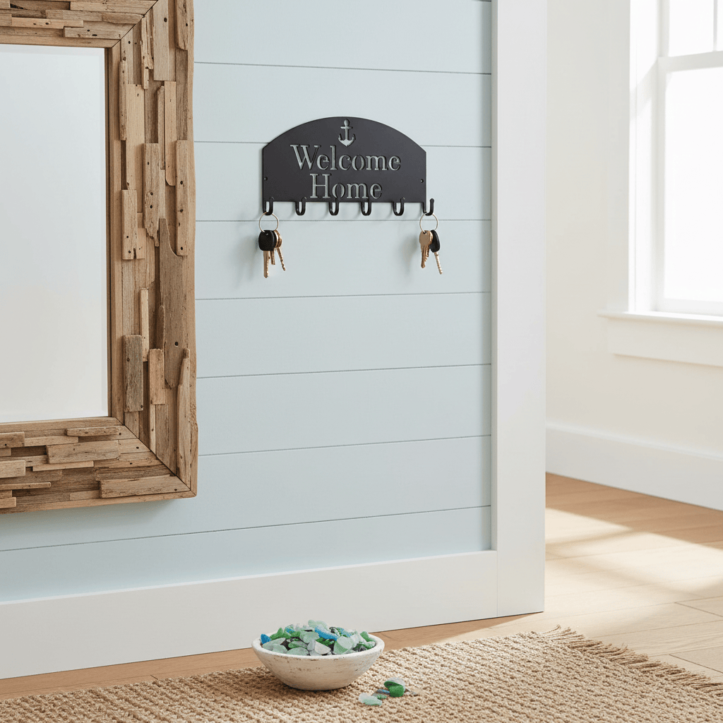 Rusty Rooster Fabrication & Design Home Decor Welcome Home Key Holder with Anchor (P22)