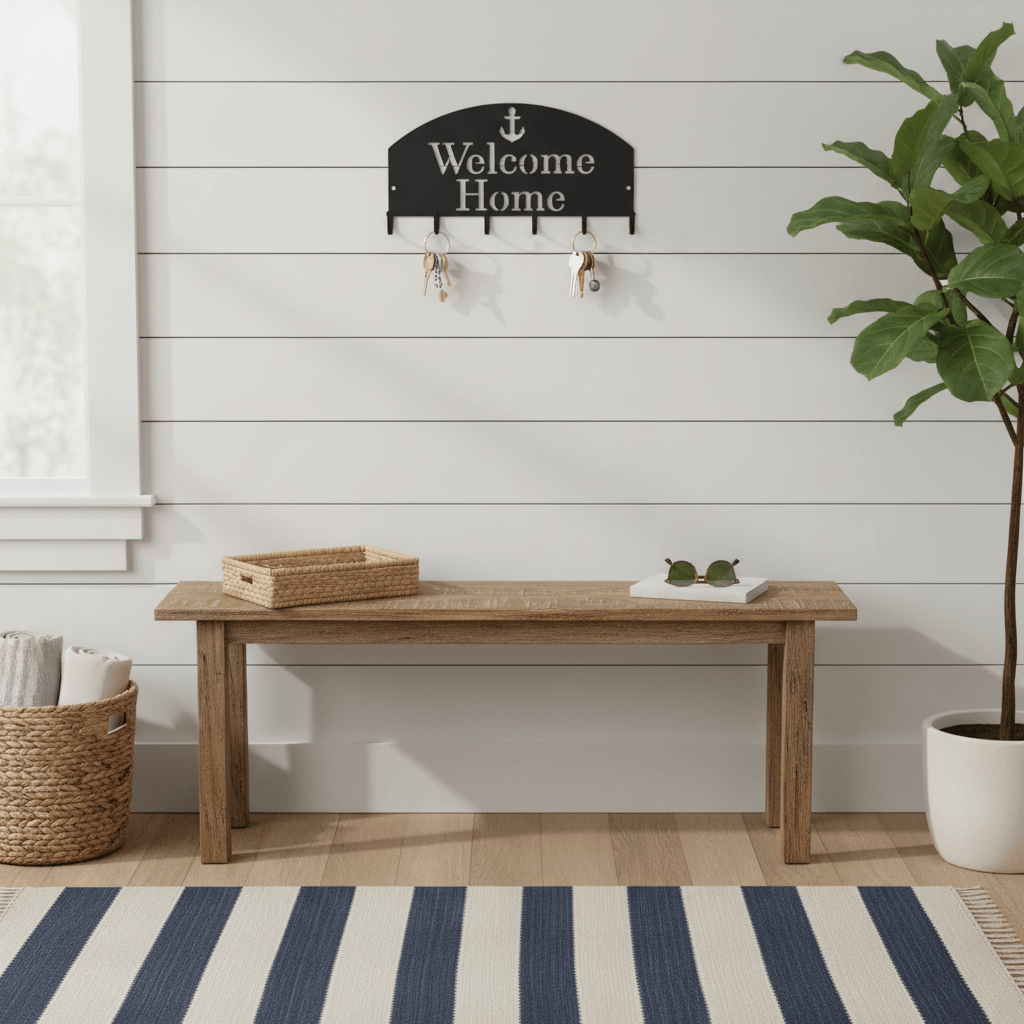 Rusty Rooster Fabrication & Design Home Decor Welcome Home Key Holder with Anchor (P22)