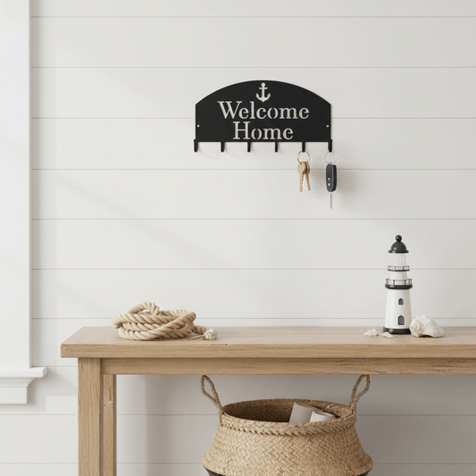 Rusty Rooster Fabrication & Design Home Decor Welcome Home Key Holder with Anchor (P22)