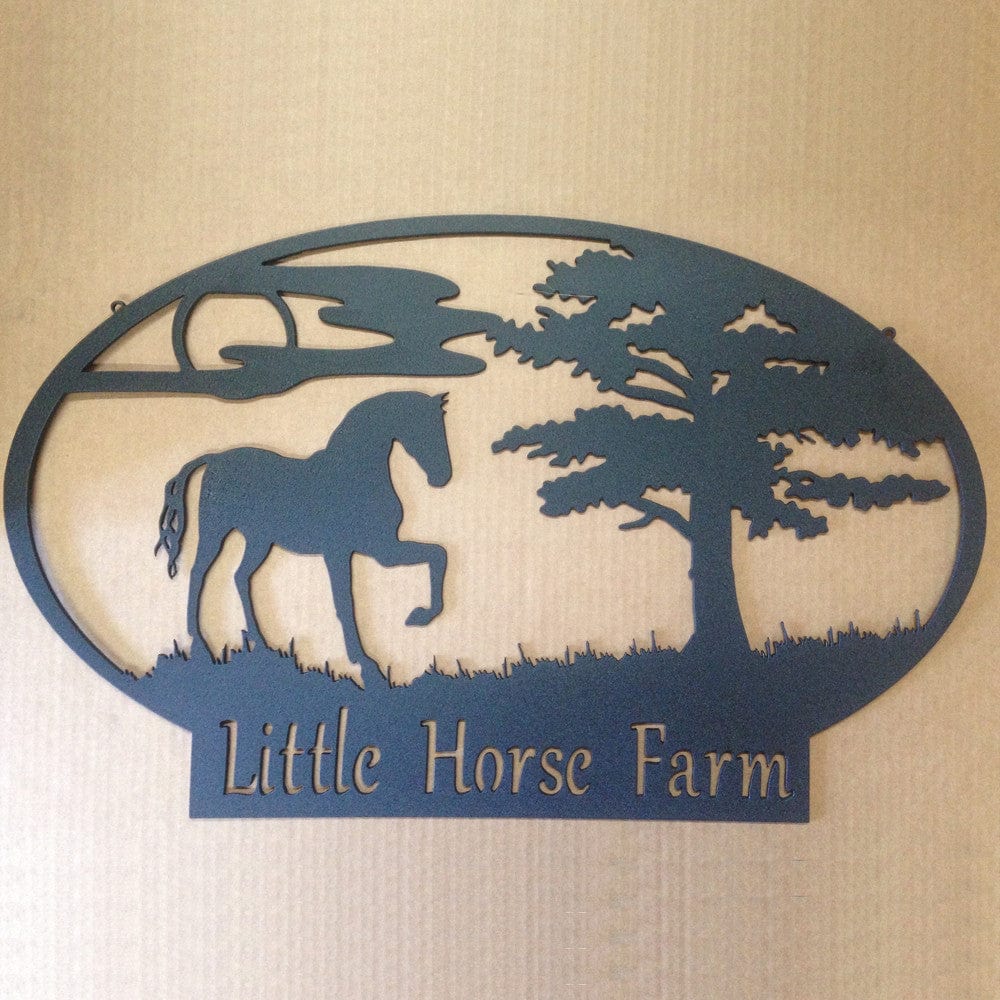 Rusty Rooster Fabrication & Design Horse in a Pasture with Personalized Text Field ( K30)