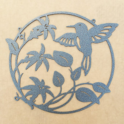 Rusty Rooster Fabrication & Design Hummingbird Flower Metal Wall Art  (D18)