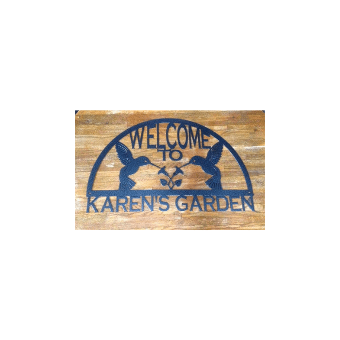 Rusty Rooster Fabrication & Design Hummingbird Garden Welcome Sign (F15)