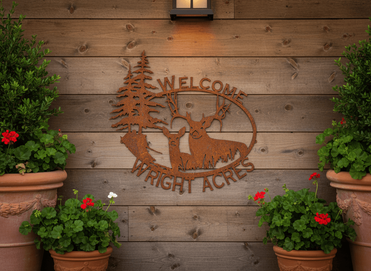 Rusty Rooster Fabrication & Design King & Queen of the Forest Welcome Sign (O9)