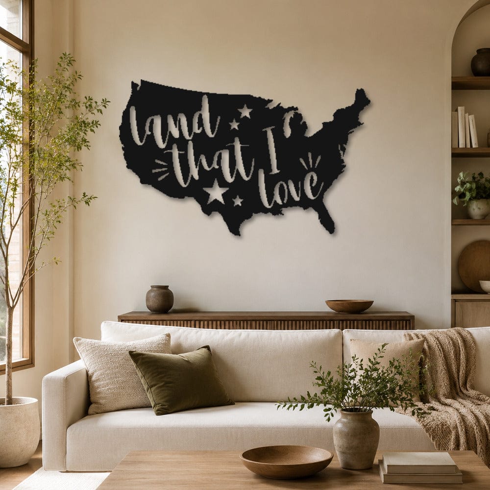 Rusty Rooster Fabrication & Design Land That I Love Americana Metal Wall Art (Z70)