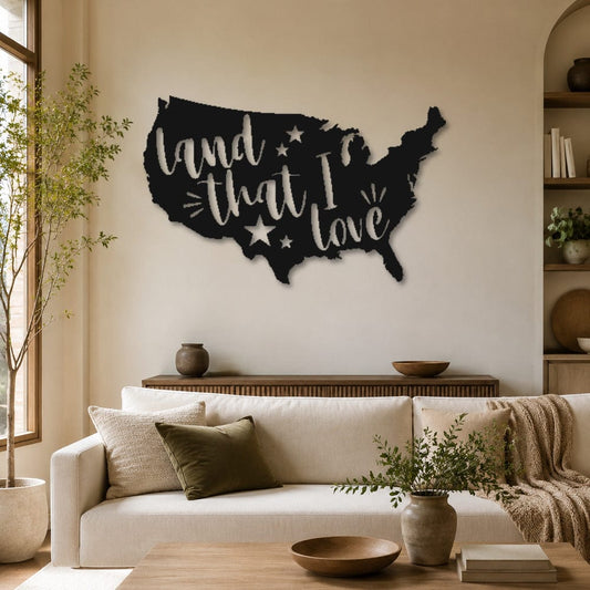 Rusty Rooster Fabrication & Design Land That I Love Americana Metal Wall Art (Z70)
