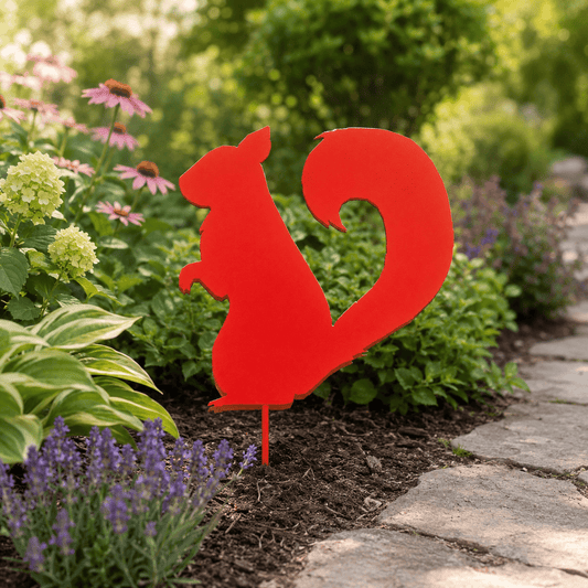 Rusty Rooster Fabrication & Design Large Squirrel Metal Garden Stake (B0)