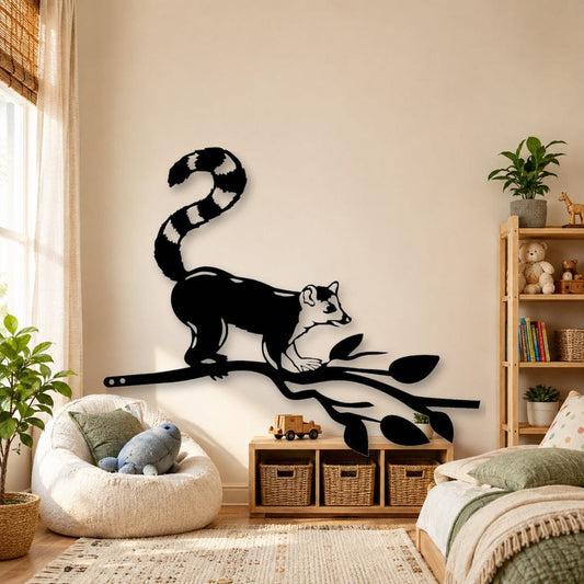 Rusty Rooster Fabrication & Design Lemur on a Branch Metal Wall Art (A63)