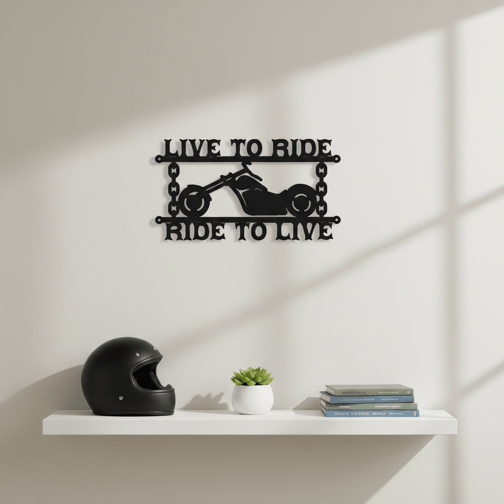 Rusty Rooster Fabrication & Design Live to ride motorcycle sign with custom text (Z17)