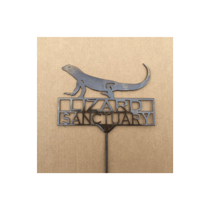 Rusty Rooster Fabrication & Design Lizard Crossing Garden Stake (Z2)