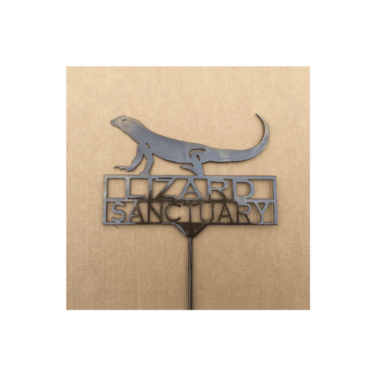 Rusty Rooster Fabrication & Design Lizard Crossing Garden Stake (Z2)