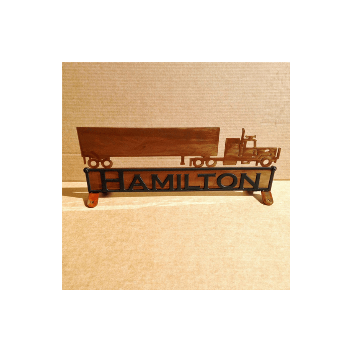 Rusty Rooster Fabrication & Design Mail Box Topper with Tractor & Trailer and Personalized Text on Both Sides  (Y24)