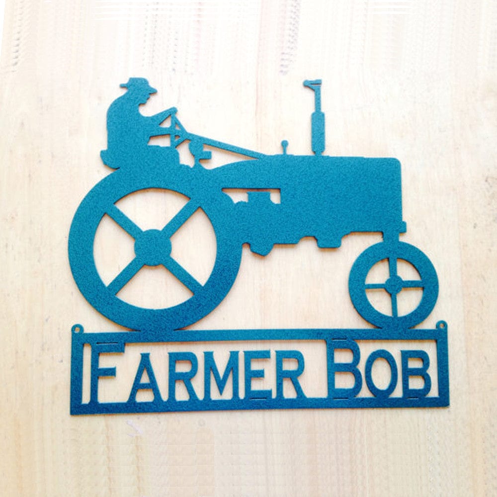 Rusty Rooster Fabrication & Design Man on Tractor Custom Name Metal Wall Art (H15)
