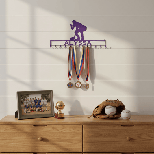 Rusty Rooster Fabrication & Design Medal Holder with Girl Softball Player (I19)