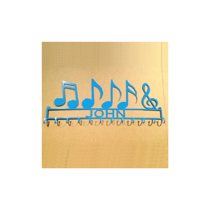 Rusty Rooster Fabrication & Design Medal Holder with Music Notes and Personalized Text Field (H30)