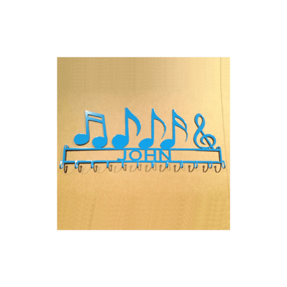 Rusty Rooster Fabrication & Design Medal Holder with Music Notes and Personalized Text Field (H30)