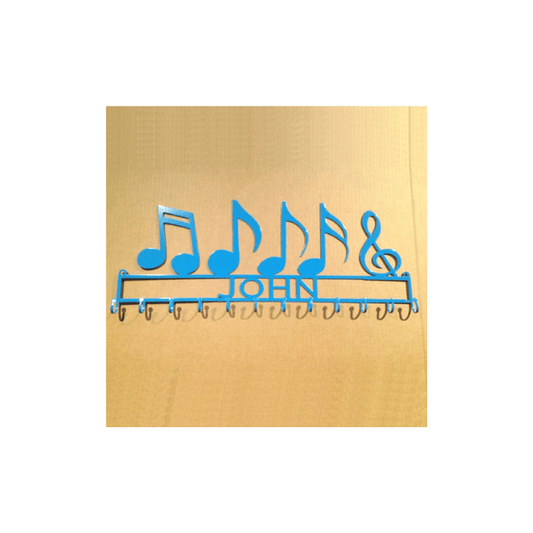 Rusty Rooster Fabrication & Design Medal Holder with Music Notes and Personalized Text Field (H30)