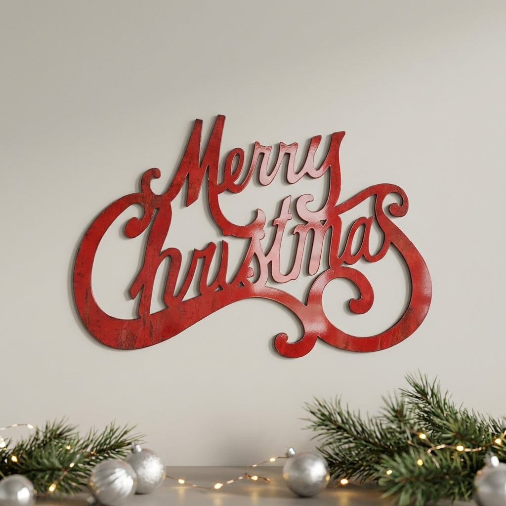 Rusty Rooster Fabrication & Design Merry Christmas Metal Wall Art (D42)