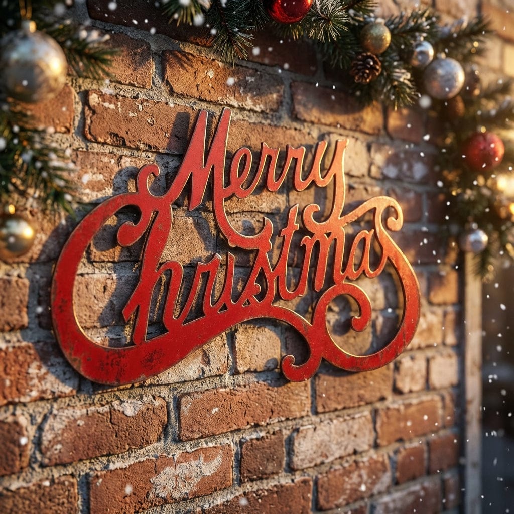 Rusty Rooster Fabrication & Design Merry Christmas Metal Wall Art (D42)