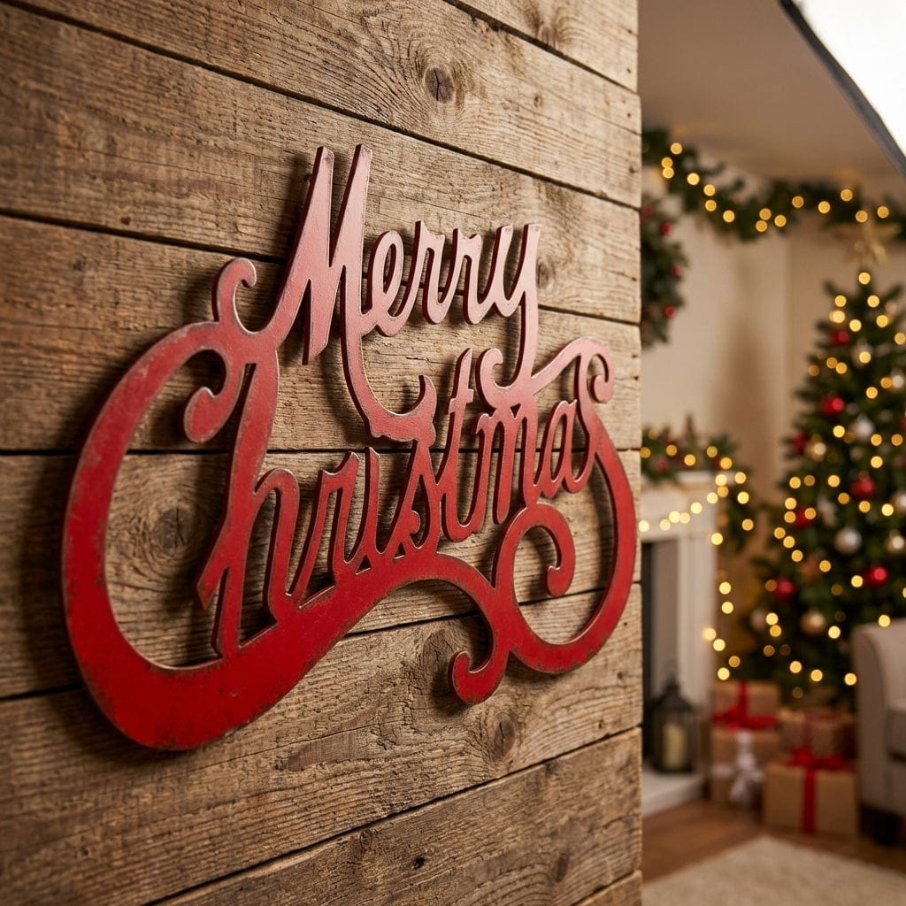 Rusty Rooster Fabrication & Design Merry Christmas Metal Wall Art (D42)