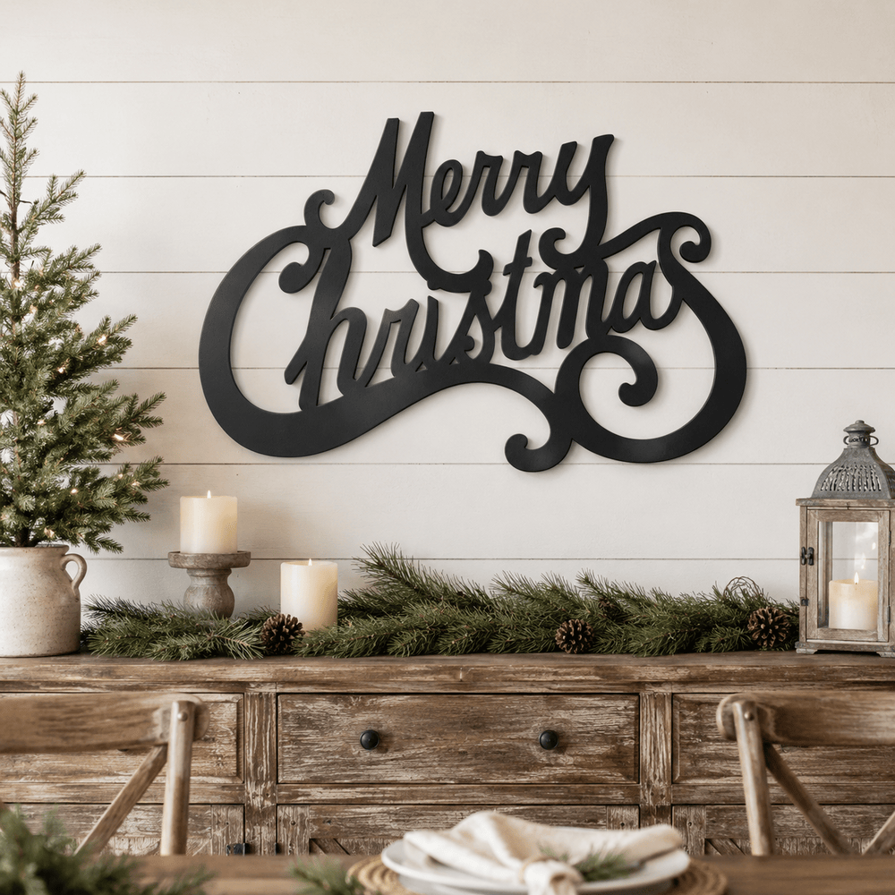 Rusty Rooster Fabrication & Design Merry Christmas Metal Wall Art (D42)