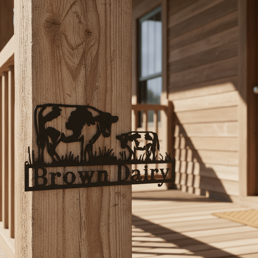 Rusty Rooster Fabrication & Design Metal Art Dairy Cows with Custom Text (A26)